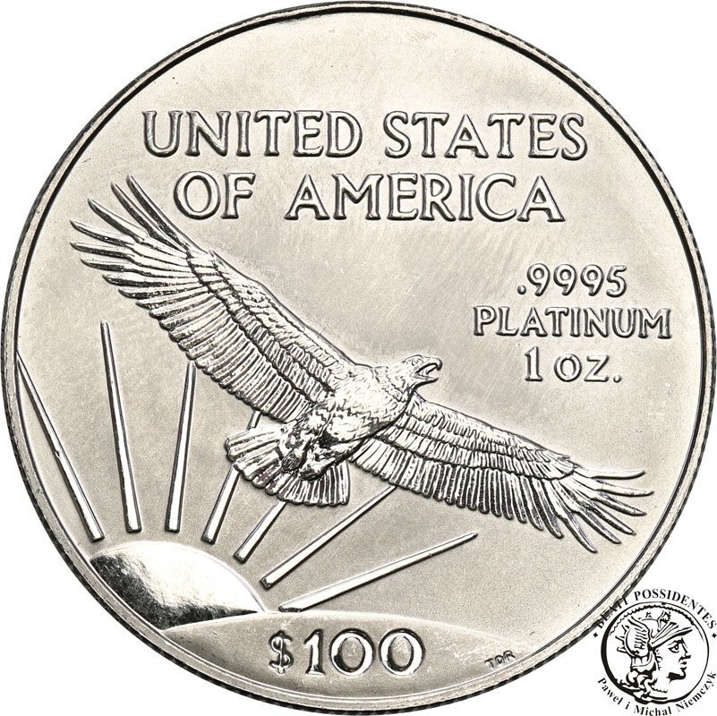 USA 100 dolarów 1998  American Eagle 1 uncja PLATYNA st.1 NISKI NAKŁAD